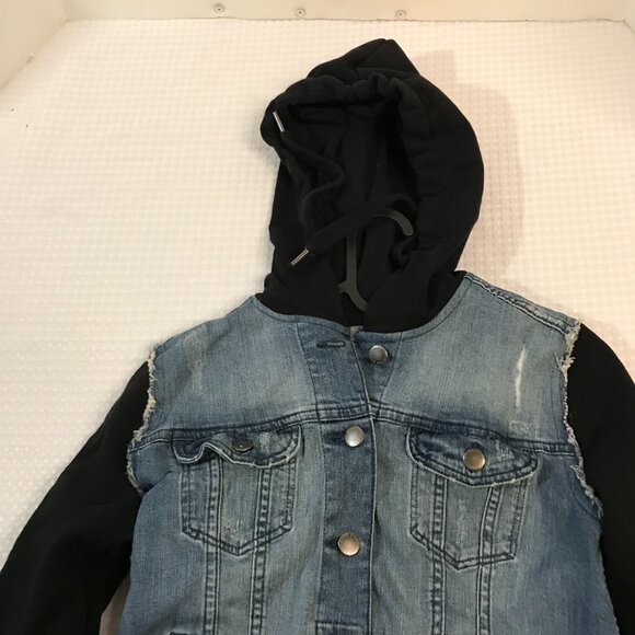 DIVIDED WOMENS DENIM JACKET WITH BLACK HOODIE UNDERLAY SIZE 12 - Picture 5 of 6
